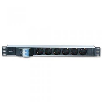 Multipresa Rack 19 1U con 6 Salidas Schuko, 250V/16A y Cable de 3m