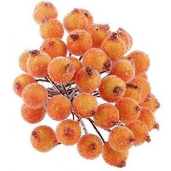 200x Mini Helado de Fruta Baya de Acebo Flor Artificial Guirnaldas DIY Decoración Navidad Naranja