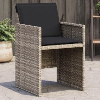 Sillones de jardín con cojines 4 uds ratán sintético gris claro vidaXL