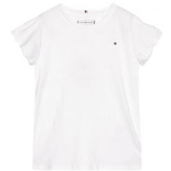 Camiseta blanca de niña Tommy Hilfiger con logo, corte regular y manga corta