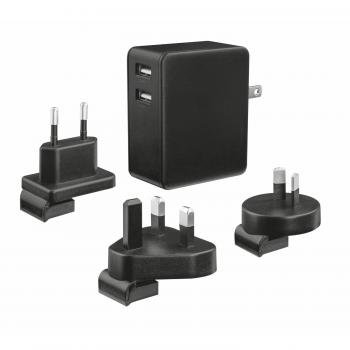 Trust Urban Smart - Cargador Universal con 2 Puertos USB, Color Negro