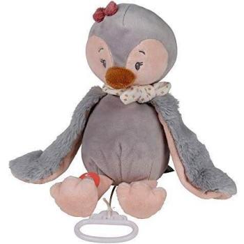 Nattou Peluche musical del Pingüino Sasha, Canción de cunaLa-Le-Lu, 30 cm, Pauline y Sasha, Gris claro/rosa