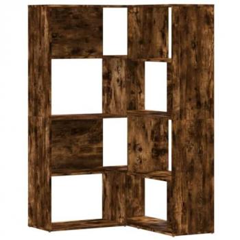 Estantería Esquina Angular 4 Niveles Madera Roble Ahumado 85x85x140 cm Aglomerado
