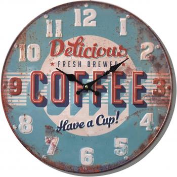 Reloj de pared Retro Delicious Coffee Metal envejecido 40 cm