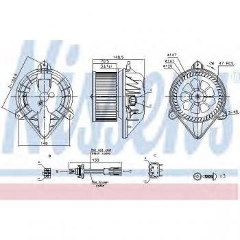 Ventilador habitáculo NISSENS 87183 - Interior blower, alta eficiencia, diseño optimizado para un flujo de aire mejorado, compatible con múltiples modelos de vehículos, fácil instalación y funcionamiento silencioso