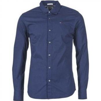Camisa Tommy Jeans Hombre Manga Larga Slim Fit Original Stretch Sin Botón