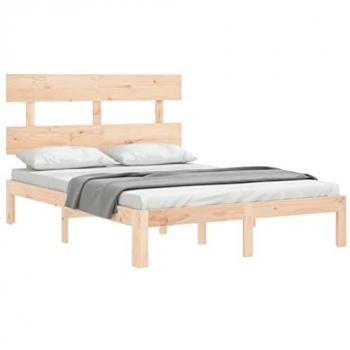 Estructura de cama de matrimonio con cabecero madera maciza Vidaxl Marrón