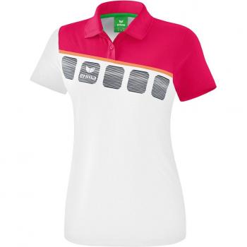 Erima 5-C Short Sleeve Polo Shirt for Children - White / Love Rose / Peach, 164 cm, Unisex