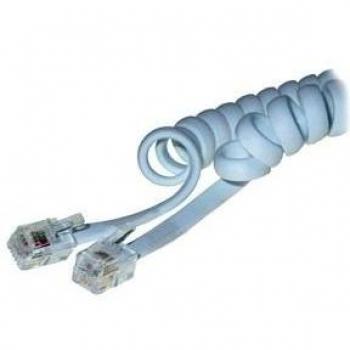 TPFNet Cable Espiral Telefónico, 2X Conector RJ10 / 4P4C, Blanco, 4 Metros