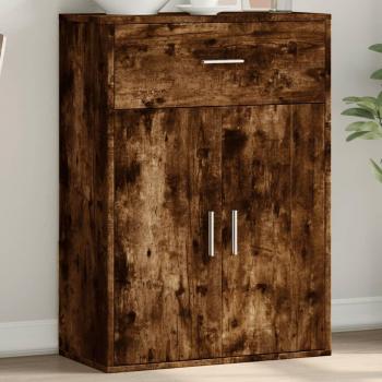 Aparador de madera de ingeniería en color roble ahumado, dimensiones 60x30x84 cm, mueble de almacenaje para salón, buffet, armario auxiliar y armario de almacenamiento