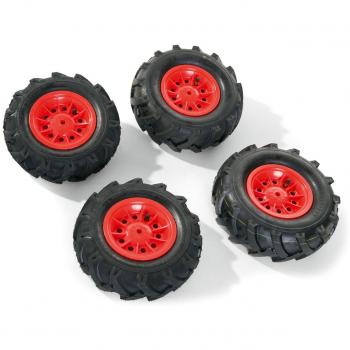 Juego de Llantas Neumáticas Rojas 310x95 y 325x110 para Tractores Rolly Toys (4 piezas)