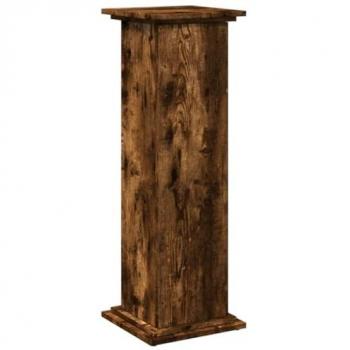 Pedestal expositor con almacenaje roble ahumado 31x30x90 cm