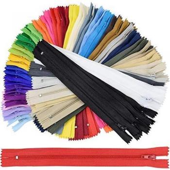 70 pcs Cremalleras 24 cm de Colores de Costura Multicolor Nailon Cremalleras para Sastre Bricolaje Coser Ropa y Manualidades Artes 32 Colores