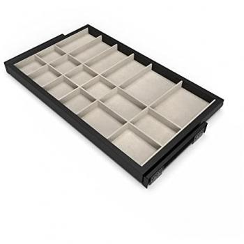 Kit de cajón organizador y bastidor de guías con cierre suave para armarios, regulable, módulo 800mm, negro texturizado y gris piedra