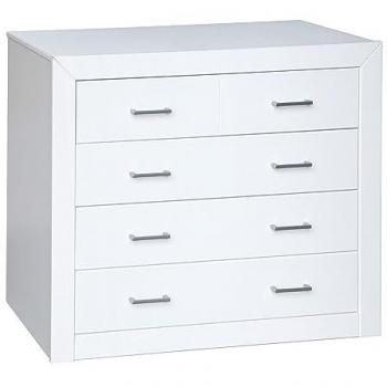 Cómoda Kalpe 4 Cajones de Pino Macizo y MDF Lacado Blanco, Medidas 80x95x40 cm, Robusta y Resistente