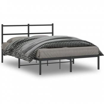 Cama con cabecero negro de metal 135x190 cm Vidaxl