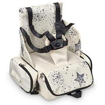 Innovaciones MS 1334 - Booster Bag Stars - Trona De Viaje Portátil, Asiento De Bebés Blando Y Acolchado, Portátil. Convertible En Mochila 2 En 1, Unisex, beige