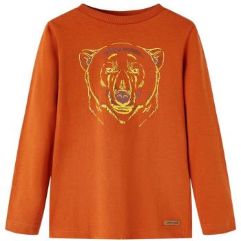 Camiseta para Niños de Manga Larga Estampado de Oso Color Teja Claro Talla 104
