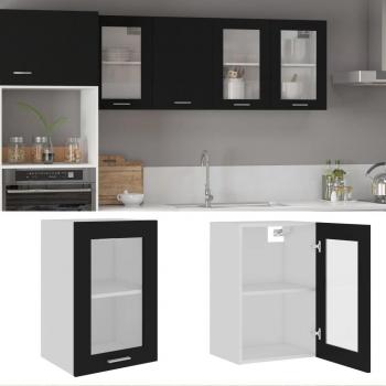 Gabinete colgante con vidrio negro 40x31x60 cm madera multicapa