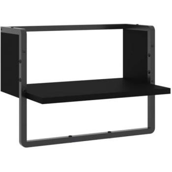 Estante de pared con barra negro 40x25x30 cm