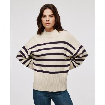 Jack & Jones - Jersey de punto de rayas para mujer, confeccionado en tejido suave y cómodo, con diseño de rayas multicolores, cuello redondo, manga larga y ajuste regular
