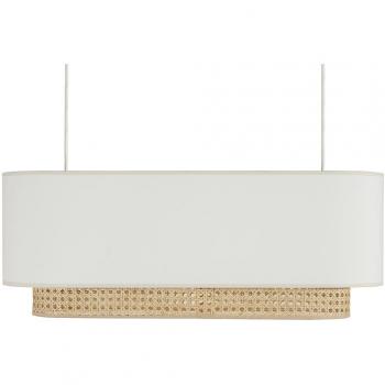 Pantalla para lámpara de techo doble de tela blanca y ratán natural 62 cm TIWY