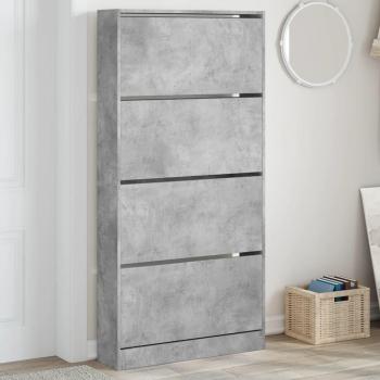 Zapatero 4 cajones abatibles hormigón gris 80x21x163,5 cm