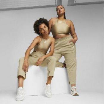 Top corto T7 dorado Puma para mujer con diseño brillante