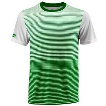 Wilson Camiseta deportiva de hombre, M Team Striped Crew, Poliéster, Verde/Blanco, Talla: M, WRA769702