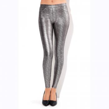 VENCA Legging Mujer símil Piel Serpiente Acabado Metalizado Mujer by VencaSt - 117100,Plateado,XL