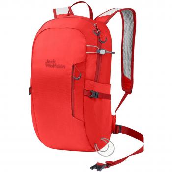 Mochila Jack Wolfskin Athmos Shape 16L roja, capacidad de 16 litros, diseño ergonómico, sistema de ventilación en la espalda, compartimento principal con cierre, bolsillos laterales para botellas, correas ajust