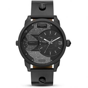 Diesel - Two-Handed Gunmetal Leather WatchMini Daddy for Women - DZ5584
