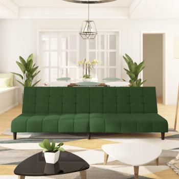 Dark Green Velvet 2-Seater Sofa Bed