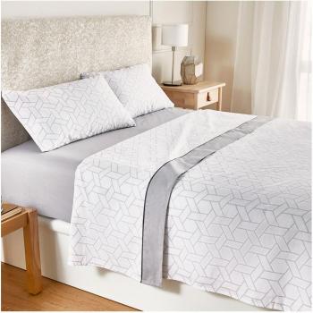PIKOLIN HOME Juego de sábanas de Algodón con Estampado Geométrico - Set Completo de Sábana Encimera, Bajera y Funda de Almohada