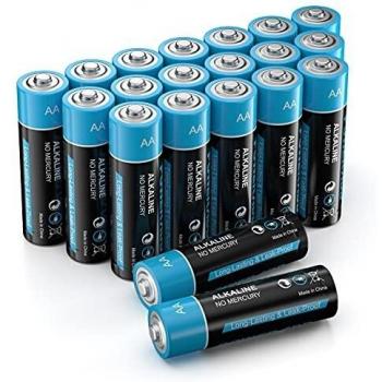 AA Pilas Alcalinas LR6 Baterías de 10 Años Larga Duración para Linternas, Relojes, Mandos a Distancia, Juguetes-20 Unidades de 1.5V……