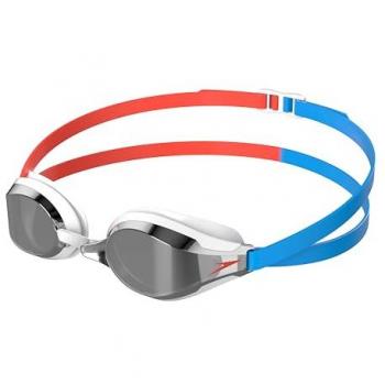 Gafas de natación Speedo Fastskin Speedsocket 2 con lentes espejadas gris, diseño unisex adulto, características antivaho y sin goteos, colores rojo sirena y azul Picton, talla única