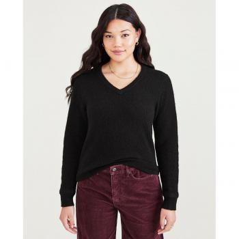 Dockers Jersey de mujer cuello pico con lana y alpaca