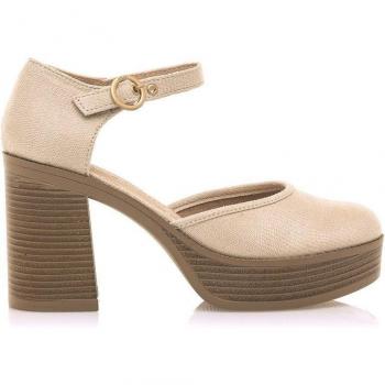 Sandalias Mustang para Mujer, Tacón Beige con Puntera Cerrada