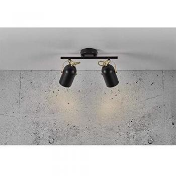 Foco de techo Lotus, 2 luces, E14, negro y dorado, IP20