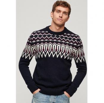 Jersey de punto con cuello redondo y grecas alpinas