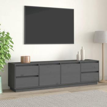 Mueble de TV de madera maciza de pino gris 176x37x47,5 cm