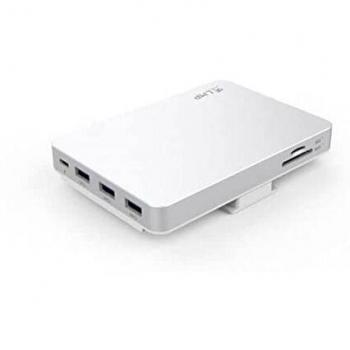 LMP USB-C DuoDock con 9 Puertos y Almacenamiento NVMe, Base de Conexión Tipo C USB 3.2 Gen 2, Color Blanco y Plata