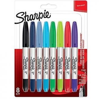 Sharpie 2065409.0 - Pack de 8 rotuladores permanentes, punta doble, multicolor