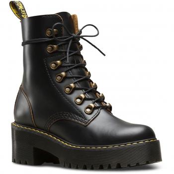 Leona Dr. Martens Black Platform Ankle Boots for Women, US Size 5