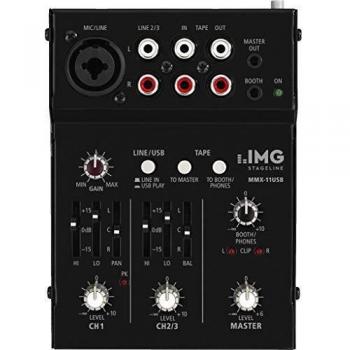 Mezclador de Audio Miniatura IMG Stageline MMX-11USB - 2 Canales, 3 Entradas, Con Puerto USB