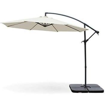 Sombrilla descentrada redonda Ø300cm - Hardelot - Ecru - Manivela anti-retorno | Tela impermeable | Fácil de usar