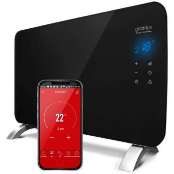 Radiador Convector Cristal 1500W Negro Calefacción WIFI APP Gridinlux