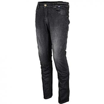 Pantalones de Moto GMS Cobra Negros con características: diseño resistente, protección en áreas clave, tejido elástico para mayor comodidad, refuerzos en las rodillas, ajuste ceñido y estilo moderno