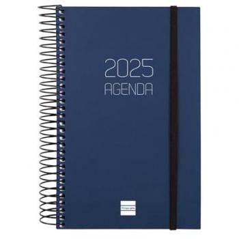 Agenda Espiral Opaque 2025 Finocam 1 Día Página 117x181 mm Azul Español