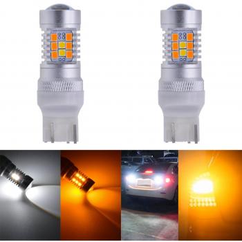 KATUR 7443 7440 7441 992 Bombillas LED de conmutación LED Blanco/Amarillo de Alta Potencia 3030 Chipsets con proyector para Luces Intermitentes y DRL